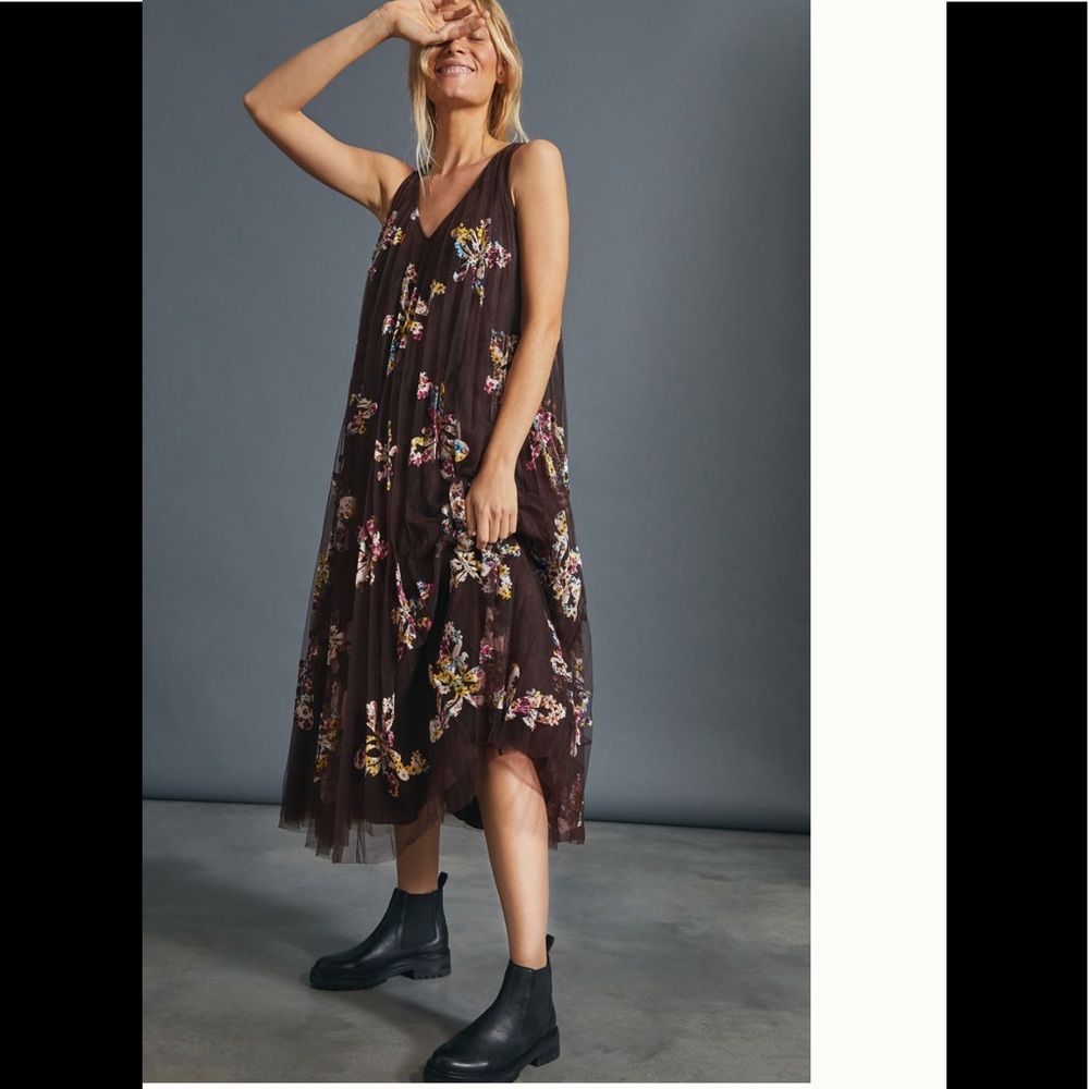 ANTHRO NWT CASSANDRA APPLIQUÉD TULLE MAXI DRESS🌈